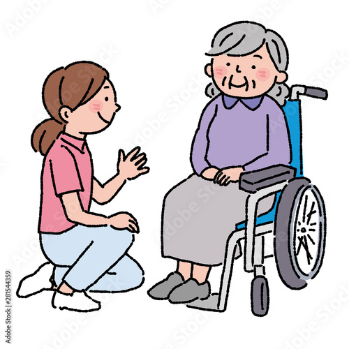 車椅子 高齢者 介護士 イラスト Stock Vector Adobe Stock
