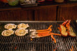 Hot and cheesy scallop and lobster on BBQ grilling pan