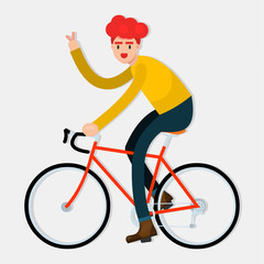 a man riding a bicycle isolated vector illustration