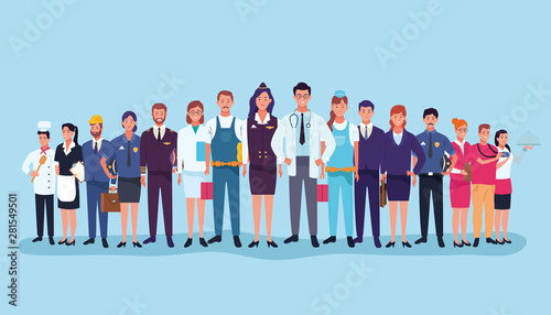 Fotomural Professional workers labor day cartoons