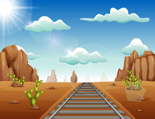 Train track in wild west background