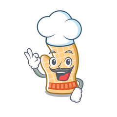 Sticker - Chef oven glove placed mascot cooking table