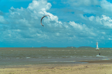kite surfs sport are very popular sea ports in rayong province. because the wind is constantly blowi