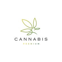 Cannabis Logo Vector Icon Illustration With Continuous Line Monoline Outline Style
