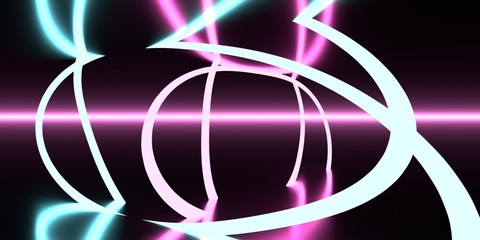 Wall Mural - Abstract geometry background. Twisted tube. Neon shine. 3D rendering