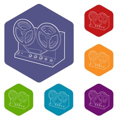 Poster - Retro recorder icon. Outline illustration of retro recorder vector icon for web design
