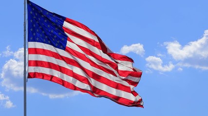 Wall Mural - the flag of the united states of american blowing in the wind
