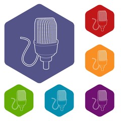 Poster - Retro microphone icon. Outline illustration of retro microphone vector icon for web design