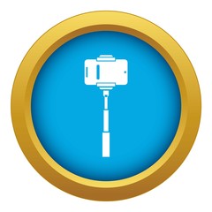 Poster - mobile phone on a selfie stick icon blue vector isolated on white background for any design