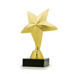 golden statue award in form of star