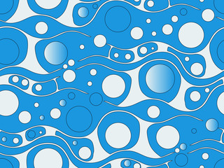 Wall Mural - retro psychedelic bubbles field seamless blue white