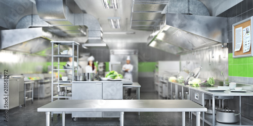 Fotografía Industrial kitchen. Restaurant modern kitchen. 3d illustration