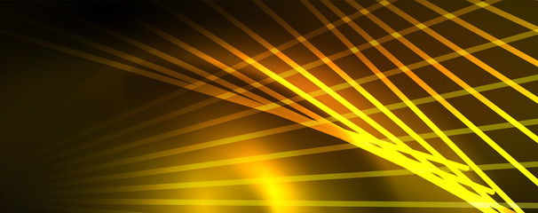 Aufkleber - Shiny color neon light with lines, abstract wallpaper, shiny motion, magic space light. Techno abstract background