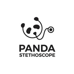 Wall Mural - doctor panda logo design line art illustration