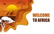 Welcome to Africa poster, vector paper cut illustration