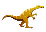 Fototapeta Dinusie - yellow pachycephalosaurus dinosaur lizard on white background frail weak weak dgorchichny color, small hands, sad, isolated on white background in full growth