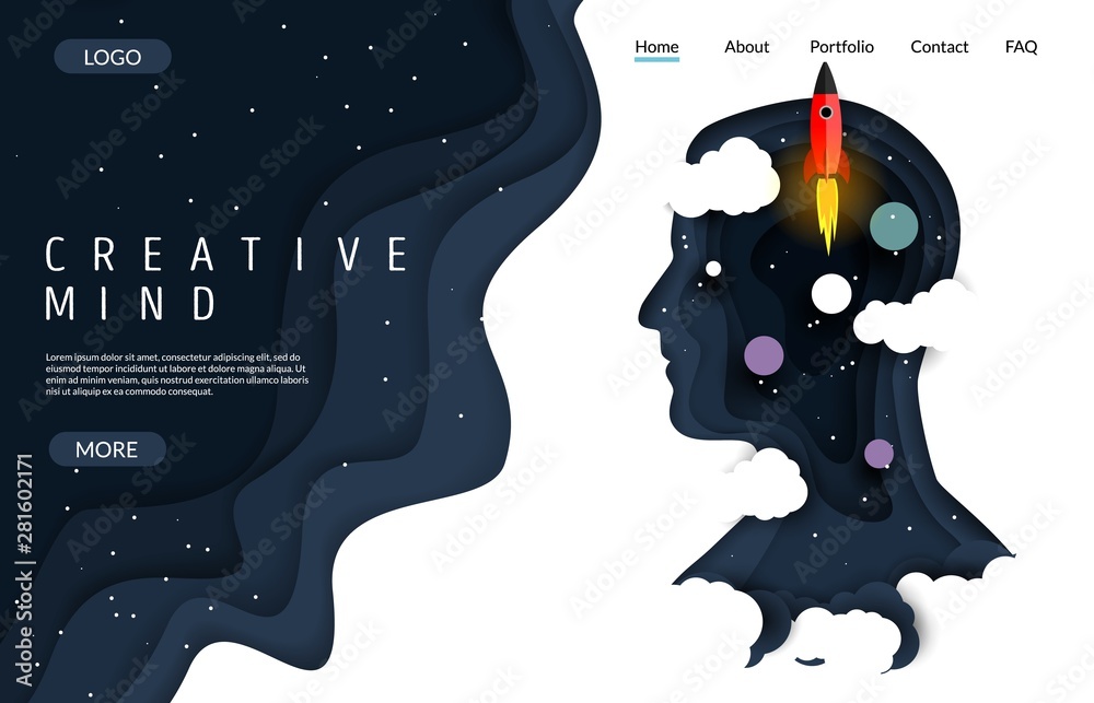 Creative mind vector website landing page design template Stock Vector ...