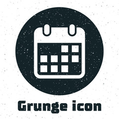 Grunge Calendar icon isolated on white background. Vector Illustration