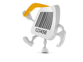 Poster - Barcode character throwing boomerang