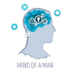 Wall Mural - mind of a man, vector illustration in paper art style