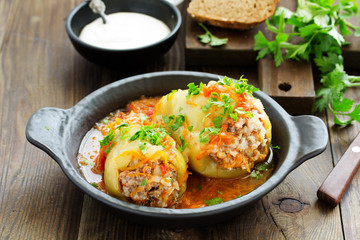 Wall Mural - Stuffed pepper with rice and meat.