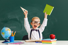 Funny Child   Schoolboy  Boy Student About School Blackboard