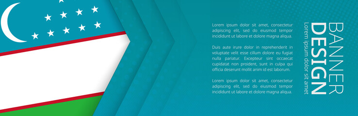 Wall Mural - Banner template with flag of Uzbekistan for advertising travel, business and other.