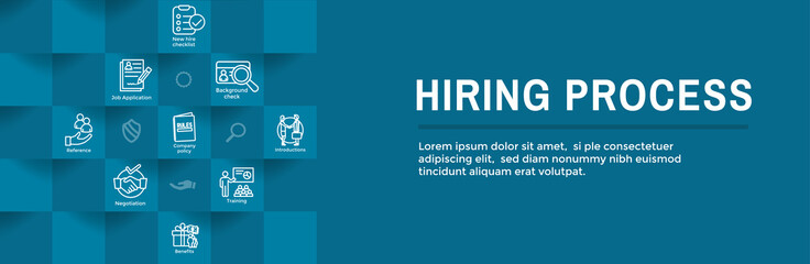 Wall Mural - Hiring Process icon set with web header banner