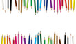      Set of colored pencil collection  - seamless in both directions - isolated vector illustration colorful pencils on white background. 
