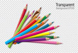 Set of colored pencil collection - isolated vector illustration colorful pencils on transparent background.