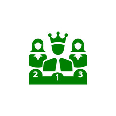 Wall Mural - Award, business rank, success, team, winner, crown on head green color icon