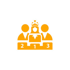 Poster - Award, business rank, success, team, winner, crown on head orange color icon