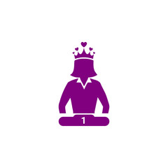 Poster - Award, business rank, success, team, winner, crown on head purple color icon