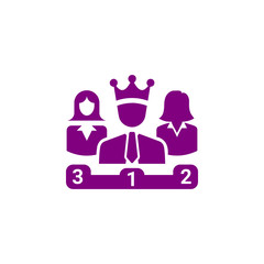 Wall Mural - Award, business rank, success, team, winner, crown on head purple color icon