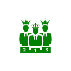 Wall Mural - Award, business rank, success, team, winner, crown on head green color icon