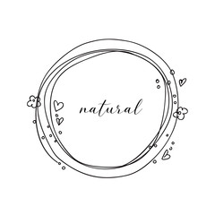 Wall Mural - vector round floral frame, natural letter, cartoon style