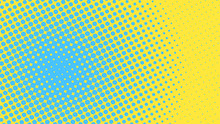 Yellow And Blue Pop Art Background With Dots Design, Abstract Vector Illustration In Retro Comics Style