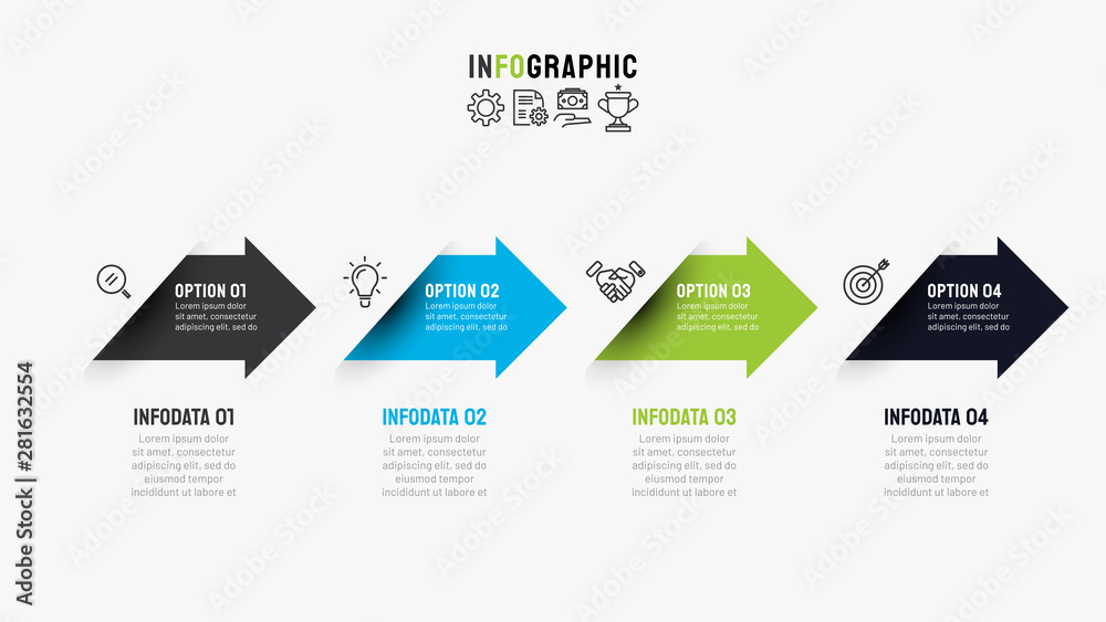 glossy button timeline with business icons and arrow... Business timeline infographics template with 4 options, steps, arrow ...