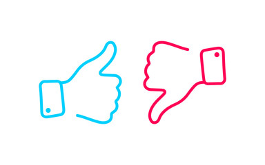 Leinwandbilder - Thumbs up and thumbs down icon set. Like and dislike icons. Line Vector illustration for social network
