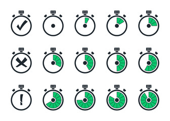 Fototapete - Set of simple timers. Template digital clock, timer symbols. Stopwatch icons set in flat style. Countdown