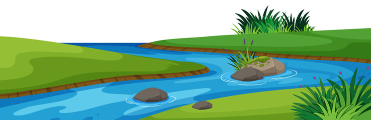 Wall Mural - Landscape background with river in park