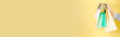 © tickcharoen04 - web banner mid season sale and shopping activity from hand hold the shopping bag with copy space and yellow vintage background