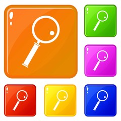 Poster - Loupe icons set collection vector 6 color isolated on white background