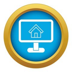 Poster - Layout of house icon blue vector isolated on white background for any design