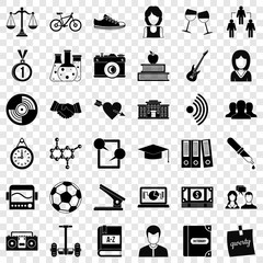 Poster - Hi school icons set. Simple style of 36 hi school vector icons for web for any design