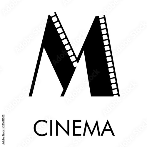Logotipo Con Texto Cinema Con Letra M Como Tira De Película