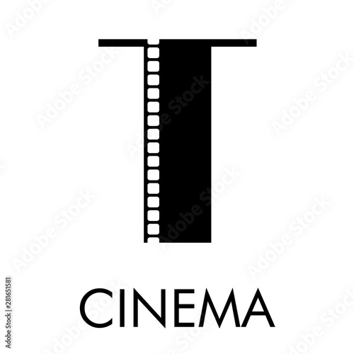 Logotipo Con Texto Cinema Con Letra T Como Tira De Película