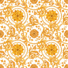 Canvas Print - Golden baroque rich luxury pattern