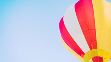 Colorful Hot Air Balloons Flying In The Blue Sky.