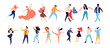 © Firangiz - Crowd of young people dancing at club. Big set of characters having fun at party. Flat colorful vector illustration. - Vector